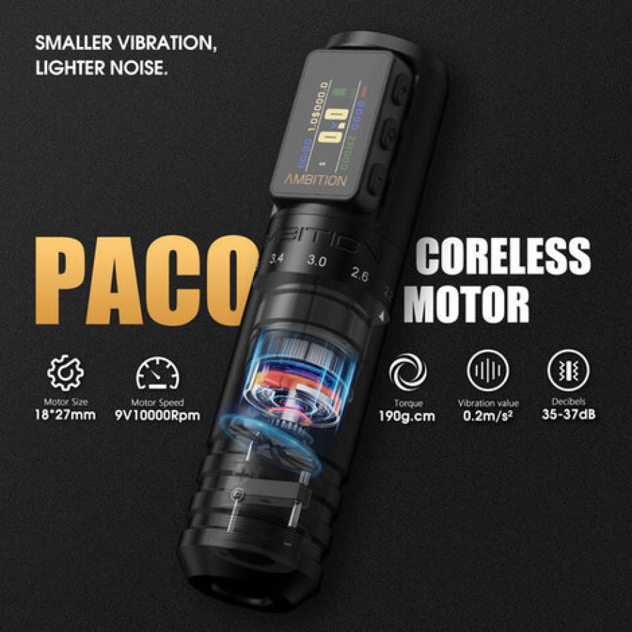 Беспроводная тату машинка Ambition Paco 3 - Silver (2,2mm - 4.2mm)